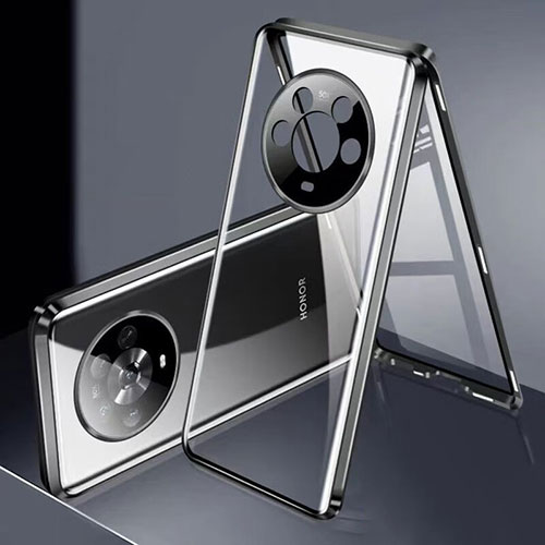 Luxury Aluminum Metal Frame Mirror Cover Case 360 Degrees P02 for Huawei Honor Magic4 5G Black