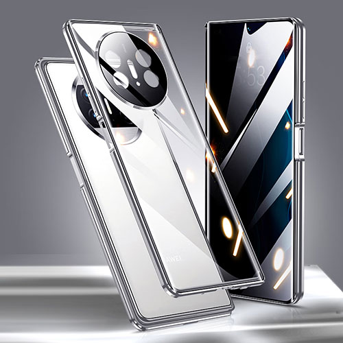 Luxury Aluminum Metal Frame Mirror Cover Case 360 Degrees P02 for Huawei Mate X5 Silver