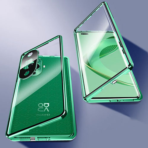 Luxury Aluminum Metal Frame Mirror Cover Case 360 Degrees P02 for Huawei Nova 11 Pro Green