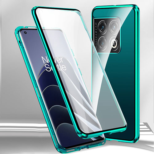 Luxury Aluminum Metal Frame Mirror Cover Case 360 Degrees P02 for OnePlus 11 5G Green