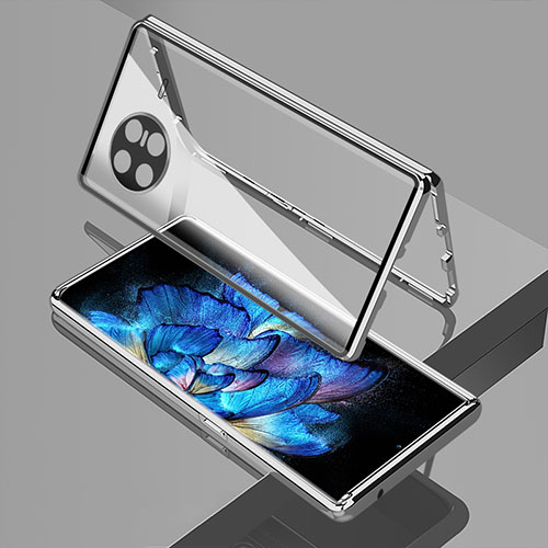 Luxury Aluminum Metal Frame Mirror Cover Case 360 Degrees P02 for Vivo X Note Silver