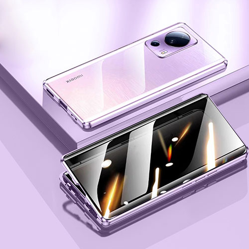 Luxury Aluminum Metal Frame Mirror Cover Case 360 Degrees P02 for Xiaomi Civi 2 5G Purple