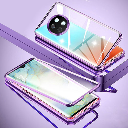 Luxury Aluminum Metal Frame Mirror Cover Case 360 Degrees P02 for Xiaomi Mi 10i 5G Purple