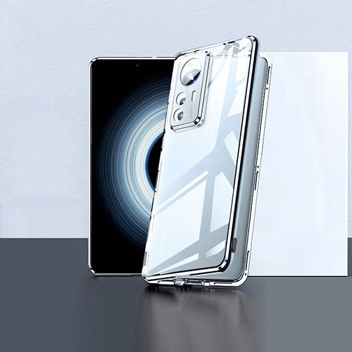 Luxury Aluminum Metal Frame Mirror Cover Case 360 Degrees P02 for Xiaomi Mi 12T 5G Silver