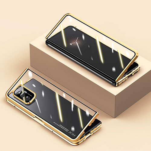 Luxury Aluminum Metal Frame Mirror Cover Case 360 Degrees P02 for Xiaomi Mix Fold 5G Gold