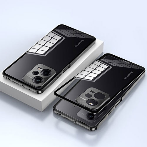 Luxury Aluminum Metal Frame Mirror Cover Case 360 Degrees P02 for Xiaomi Poco X5 5G Black