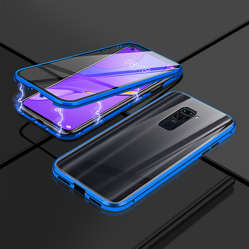 Luxury Aluminum Metal Frame Mirror Cover Case 360 Degrees P02 for Xiaomi Redmi 10X 5G Blue