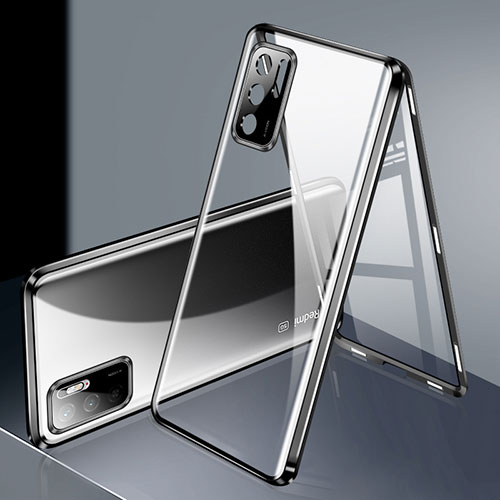 Luxury Aluminum Metal Frame Mirror Cover Case 360 Degrees P02 for Xiaomi Redmi Note 10 5G Black