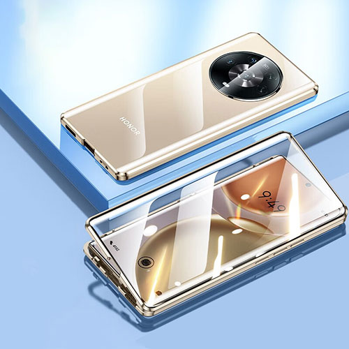 Luxury Aluminum Metal Frame Mirror Cover Case 360 Degrees P03 for Huawei Honor Magic4 5G Gold