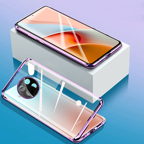 Luxury Aluminum Metal Frame Mirror Cover Case 360 Degrees P03 for Xiaomi Mi 10T Lite 5G Purple