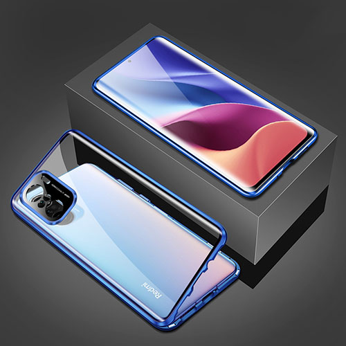 Luxury Aluminum Metal Frame Mirror Cover Case 360 Degrees P03 for Xiaomi Mi 11X 5G Blue