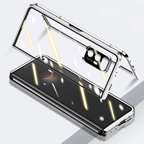 Luxury Aluminum Metal Frame Mirror Cover Case 360 Degrees P03 for Xiaomi Mix Fold 5G Silver