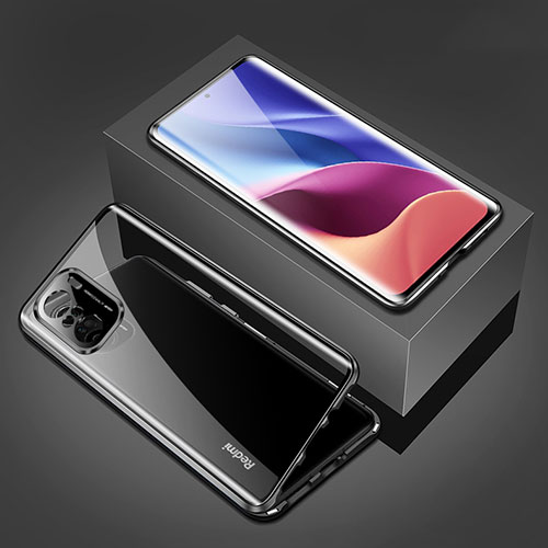 Luxury Aluminum Metal Frame Mirror Cover Case 360 Degrees P03 for Xiaomi Redmi K40 Pro 5G Black