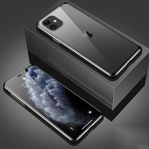 Luxury Aluminum Metal Frame Mirror Cover Case 360 Degrees T01 for Apple iPhone 11 Black