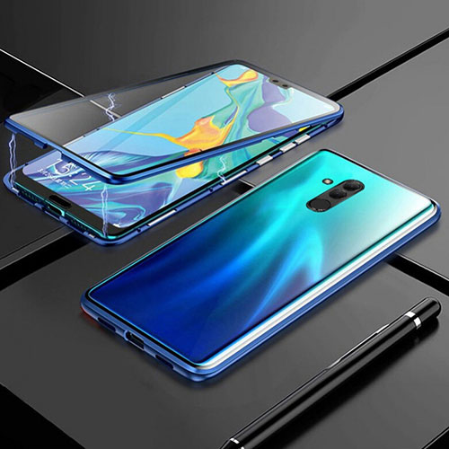 Luxury Aluminum Metal Frame Mirror Cover Case 360 Degrees T01 for Huawei Mate 20 Lite Blue