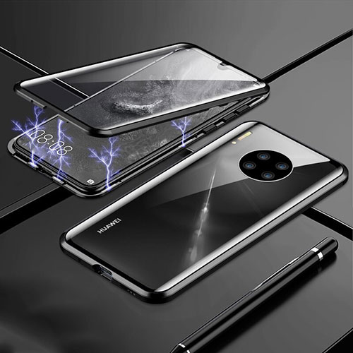 Luxury Aluminum Metal Frame Mirror Cover Case 360 Degrees T01 for Huawei Mate 30E Pro 5G Black