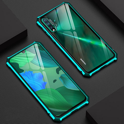 Luxury Aluminum Metal Frame Mirror Cover Case 360 Degrees T01 for Huawei Nova 5 Cyan