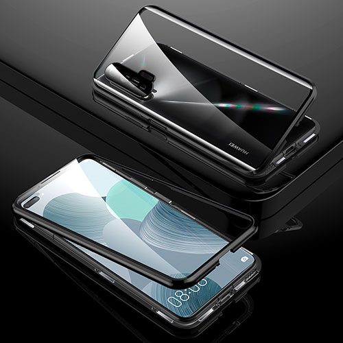 Luxury Aluminum Metal Frame Mirror Cover Case 360 Degrees T01 for Huawei Nova 6 5G Black