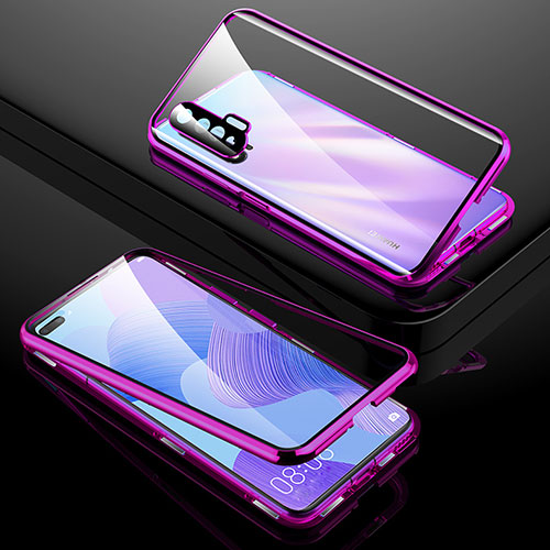 Luxury Aluminum Metal Frame Mirror Cover Case 360 Degrees T01 for Huawei Nova 6 5G Purple