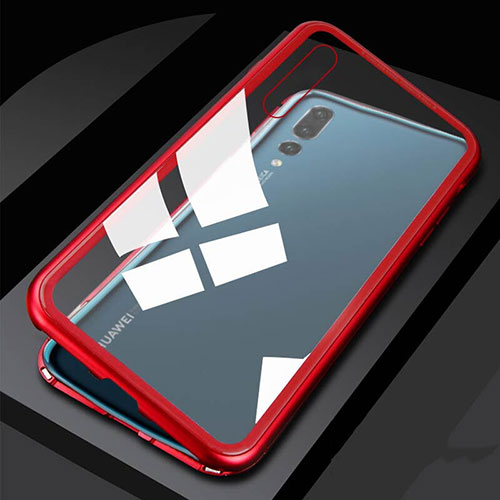 Luxury Aluminum Metal Frame Mirror Cover Case 360 Degrees T01 for Huawei P20 Pro Red