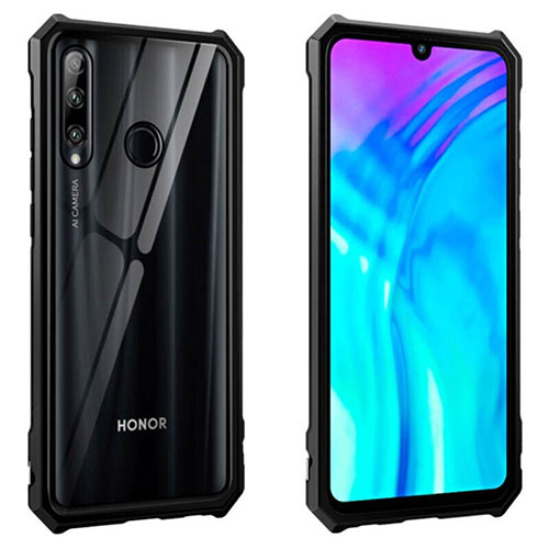 Luxury Aluminum Metal Frame Mirror Cover Case 360 Degrees T02 for Huawei Honor 20 Lite Black