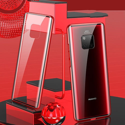 Luxury Aluminum Metal Frame Mirror Cover Case 360 Degrees T02 for Huawei Mate 20 Pro Red