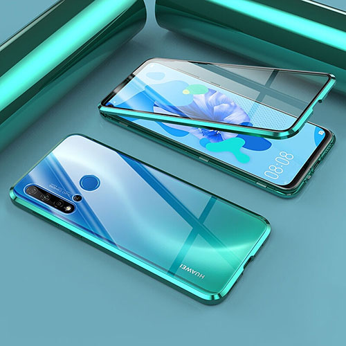 Luxury Aluminum Metal Frame Mirror Cover Case 360 Degrees T02 for Huawei Nova 5i Cyan