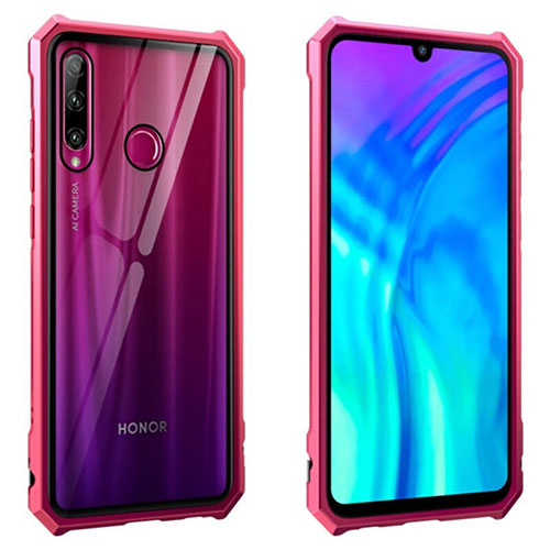 Luxury Aluminum Metal Frame Mirror Cover Case 360 Degrees T02 for Huawei P Smart+ Plus (2019) Red