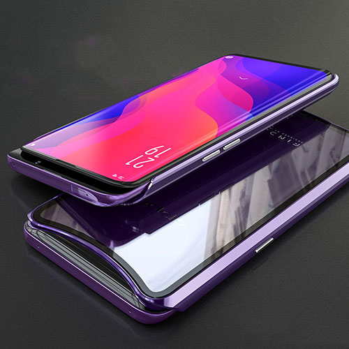 Luxury Aluminum Metal Frame Mirror Cover Case 360 Degrees T02 for Oppo Find X Purple