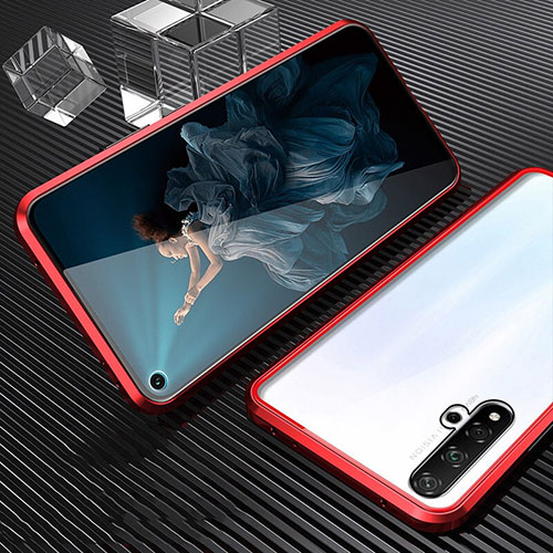 Luxury Aluminum Metal Frame Mirror Cover Case 360 Degrees T03 for Huawei Honor 20S Red