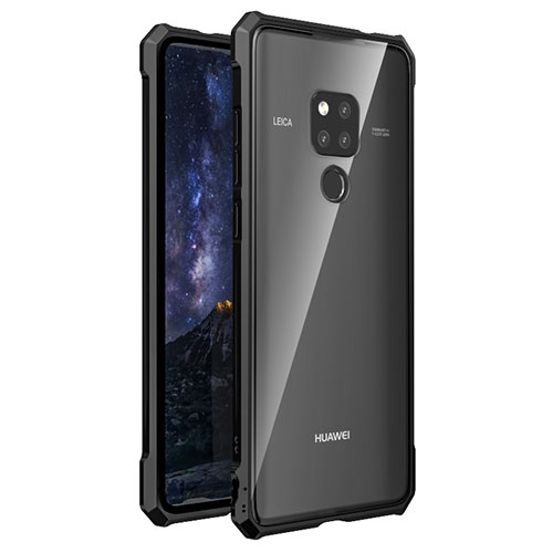 Luxury Aluminum Metal Frame Mirror Cover Case 360 Degrees T03 for Huawei Mate 20 X 5G Black