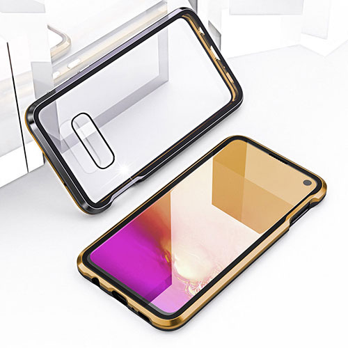 Luxury Aluminum Metal Frame Mirror Cover Case 360 Degrees T03 for Samsung Galaxy S10e Gold