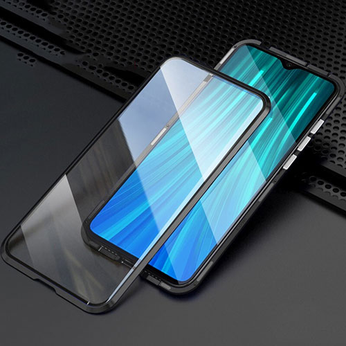 Luxury Aluminum Metal Frame Mirror Cover Case 360 Degrees T03 for Xiaomi Redmi Note 8 Pro Black