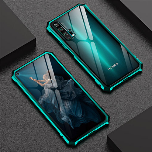 Luxury Aluminum Metal Frame Mirror Cover Case 360 Degrees T04 for Huawei Honor 20 Pro Green