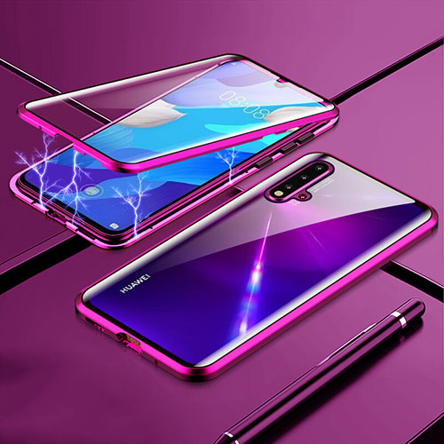 Luxury Aluminum Metal Frame Mirror Cover Case 360 Degrees T04 for Huawei Nova 5 Purple