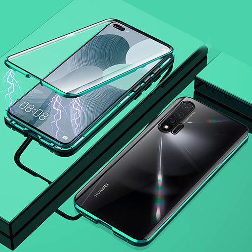 Luxury Aluminum Metal Frame Mirror Cover Case 360 Degrees T04 for Huawei Nova 6 Green