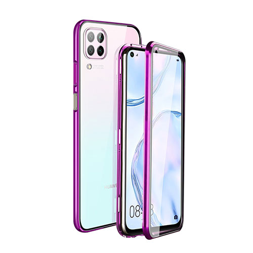 Luxury Aluminum Metal Frame Mirror Cover Case 360 Degrees T04 for Huawei Nova 6 SE Purple