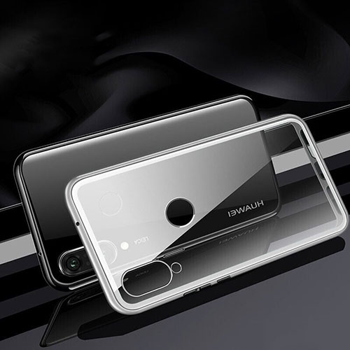 Luxury Aluminum Metal Frame Mirror Cover Case 360 Degrees T04 for Huawei P30 Lite White