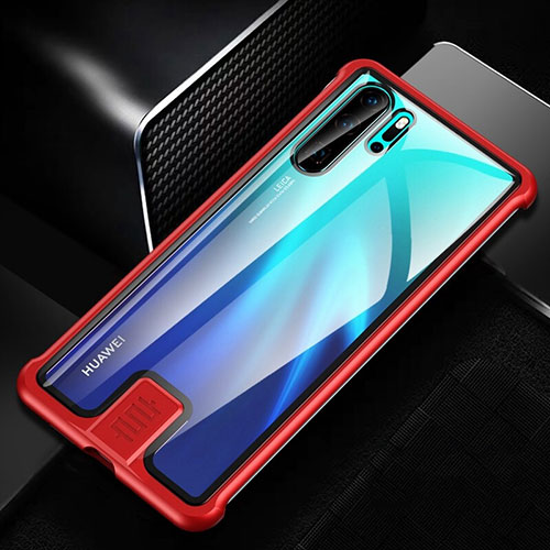 Luxury Aluminum Metal Frame Mirror Cover Case 360 Degrees T04 for Huawei P30 Pro New Edition Red