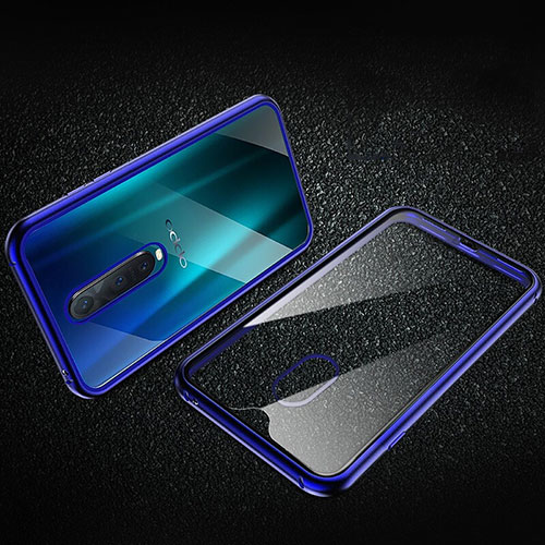 Luxury Aluminum Metal Frame Mirror Cover Case 360 Degrees T04 for Oppo RX17 Pro Blue