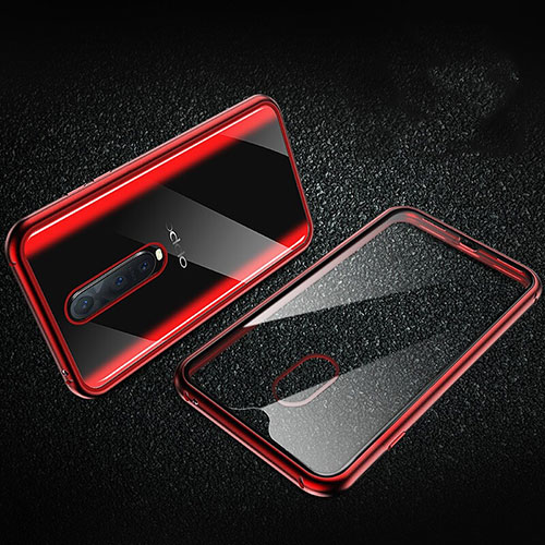 Luxury Aluminum Metal Frame Mirror Cover Case 360 Degrees T04 for Oppo RX17 Pro Red