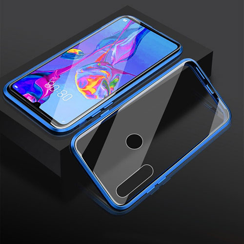 Luxury Aluminum Metal Frame Mirror Cover Case 360 Degrees T05 for Huawei Honor 10i Blue