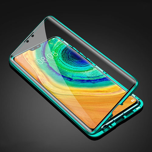 Luxury Aluminum Metal Frame Mirror Cover Case 360 Degrees T05 for Huawei Mate 30E Pro 5G Green