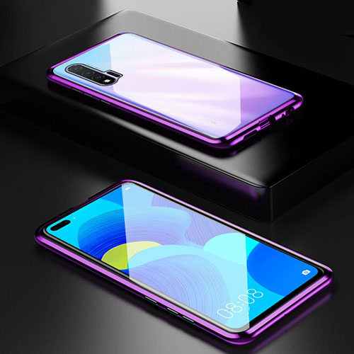 Luxury Aluminum Metal Frame Mirror Cover Case 360 Degrees T05 for Huawei Nova 6 5G Purple