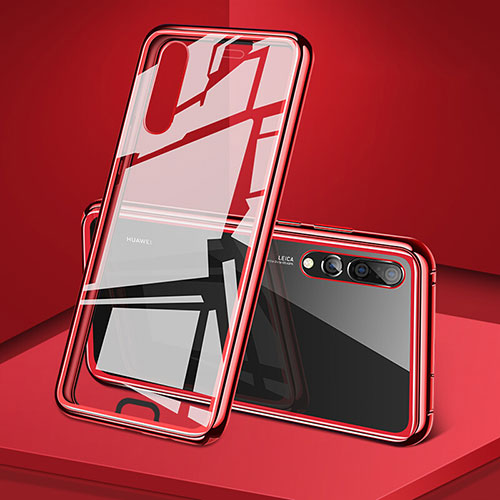 Luxury Aluminum Metal Frame Mirror Cover Case 360 Degrees T05 for Huawei P20 Pro Red