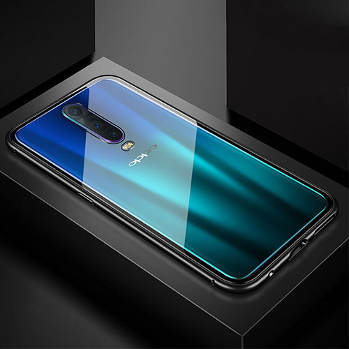 Luxury Aluminum Metal Frame Mirror Cover Case 360 Degrees T05 for Oppo R17 Pro Black