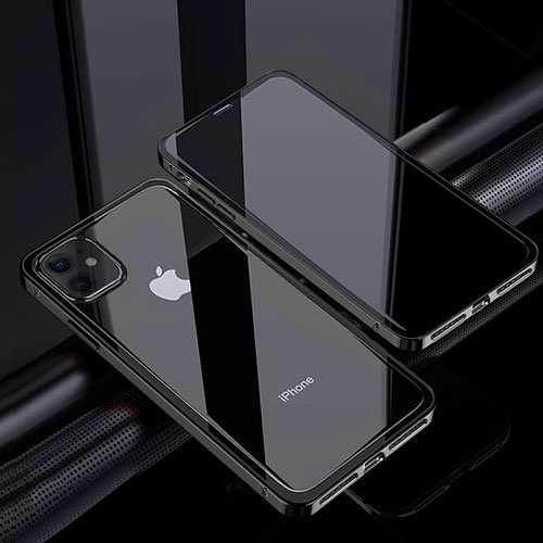 Luxury Aluminum Metal Frame Mirror Cover Case 360 Degrees T06 for Apple iPhone 12 Mini Black