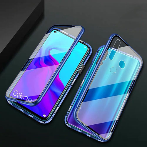 Luxury Aluminum Metal Frame Mirror Cover Case 360 Degrees T06 for Huawei Nova 4e Blue