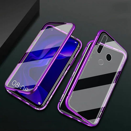 Luxury Aluminum Metal Frame Mirror Cover Case 360 Degrees T06 for Huawei Nova 4e Purple