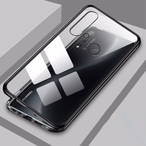 Luxury Aluminum Metal Frame Mirror Cover Case 360 Degrees T06 for Huawei Nova 5i Black